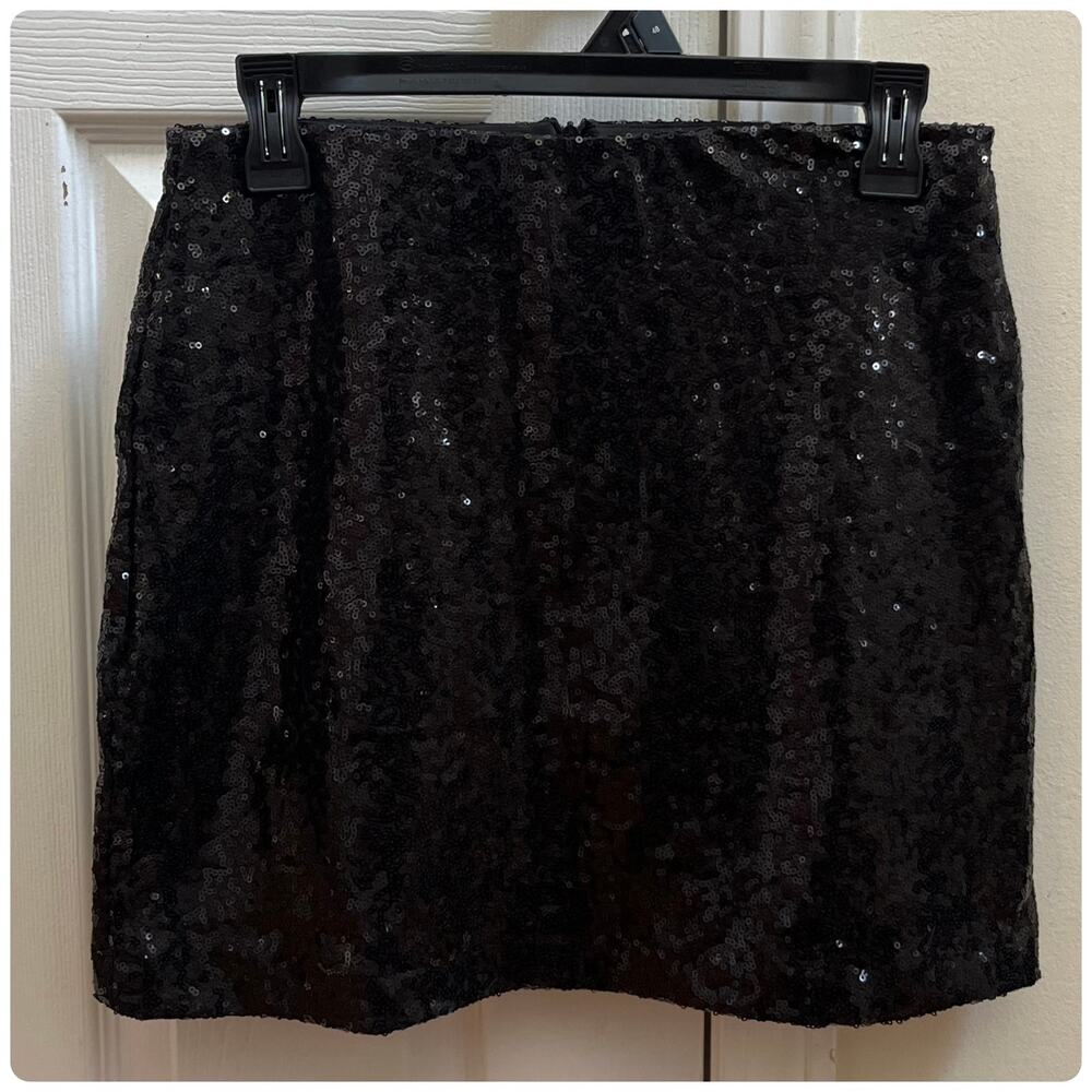 Tipsy Elves Black Sequin Lined Mini Skirt Medium Holiday Disco Party